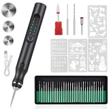 HOTROSE Electric Engraving Pen with 37 Bits, USB Rechargeable Cordless Engraving Machine, Portable DIY Rotary Engraver for Jewelry Wood Glass Stone Carving (Black) Hotrose