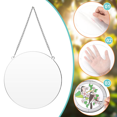 47 Pcs Stained Glass Painting Starter Kit Suncatcher Craft DIY Window Paint Art Including 7 Colors 12 Suncatchers 12 Patterns 12 Chains 4 Tool Set for DIY Project Spring Home Birthday Party Activities Watersay