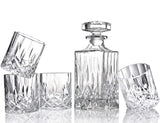 ELIDOMC 5PC Italian Crafted Crystal Whiskey Decanter & Whiskey Glasses Set, Crystal Decanter Set With 4 Whiskey Glasses, Whiskey Decanter Sets for Men. E