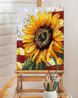 TOCARE Framed Paint by Numbers Kit for Adults Sunflowers, 12x16Inch American Sunflowers Paint by Numbers with Frame, Flower Paint by Number Framed Canvas (Without Easel) TOCARE
