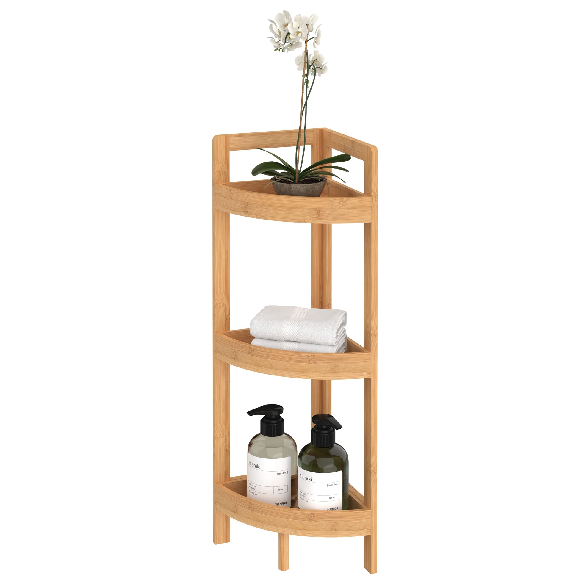 Bamboo Corner Shelf with 3 Tiers - Stylish Floor Standing Unit for Small Spaces by ClosetMaid - WoodArtSupply