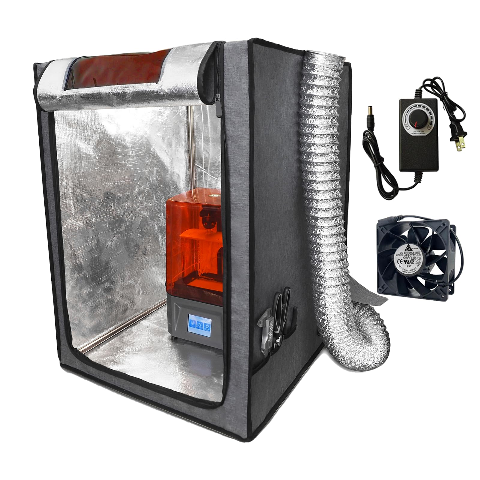 3D Printer Enclosure with Ventilation Kit,Fireproof and Dustproof Tent Constant Temperature, Eliminate Noise and Odor,UV Protection,12V Fan Vent Pipe Pre-Installed,for Most 3D Printers - WoodArtSupply