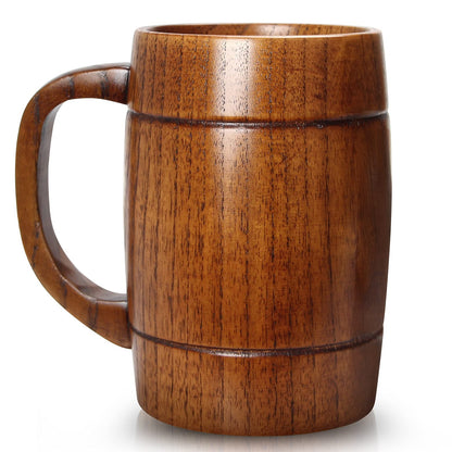 18 oz Large Wooden Beer Mug Best Wood Drinking Cup Wooden Tankard Beer Glass Stein Cup Barrel Mug for Men Women Coffee Mug Man Gift Unique Viking Mug - WoodArtSupply