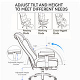 Efomao Big and Tall Office Chair 450lbs, Ergonomic Office Chair, Executive Office Chair for Heavy People, Computer Chair with Foot Rest, High Back Office Chair, PU Leather White Office Chair Efomao