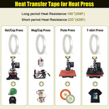 HFXXAD 8Pcs Clear Heat Tape, Heat Tape for Sublimation Press and Heat Transfer Vinyl, Easy to Remove High Resistant Temperature Tape Heat Press Tape, No Residue (108 ft) HFXXAD