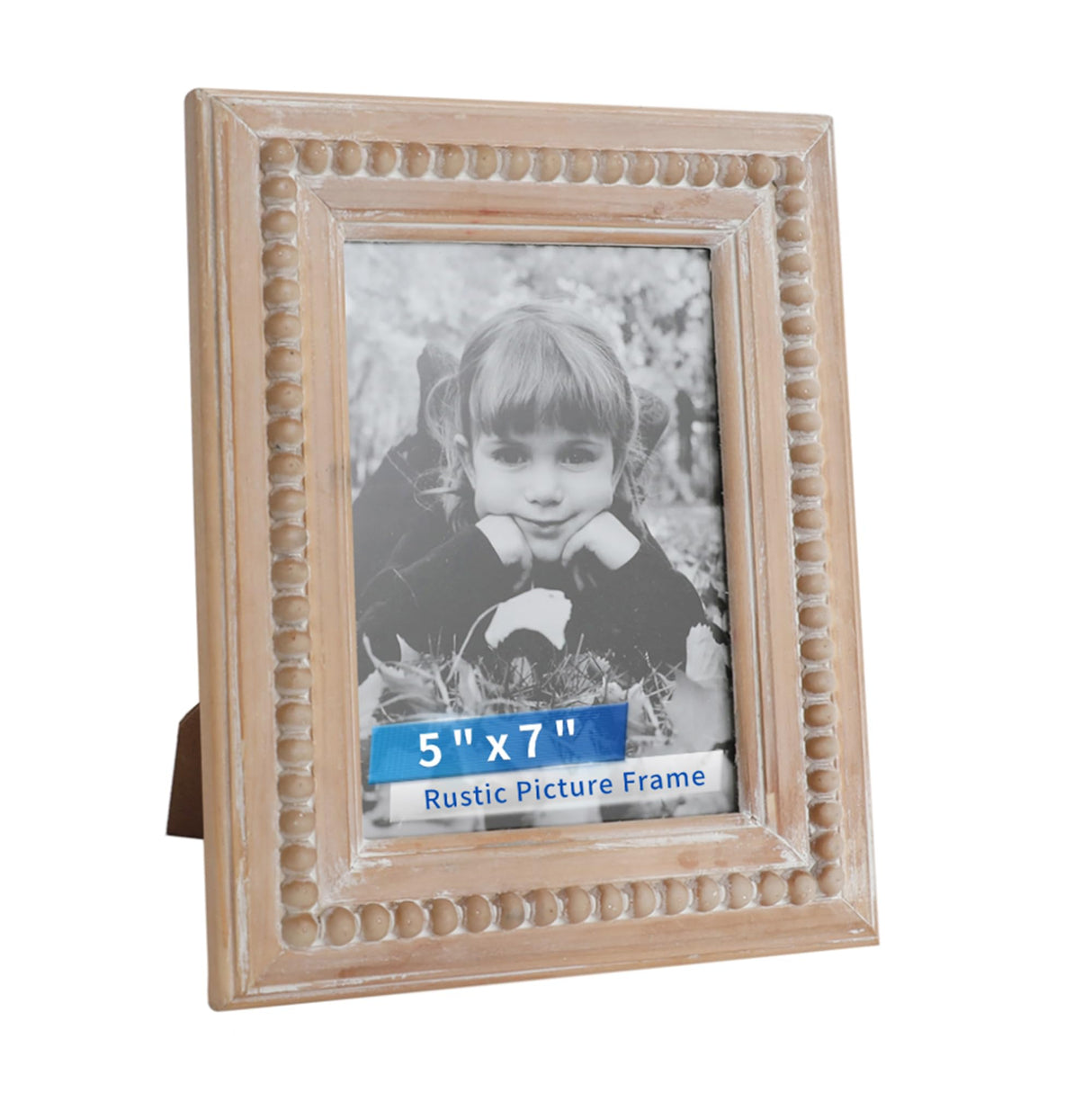 Farmhouse Picture Frames 5x7 Wall and Tabletop, Distressed Solid Wood Boho Picture Photo Frames with Beaded for Anniversary, Birthday, Christmas, New Year, Wedding eodme