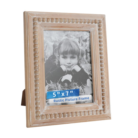 Farmhouse Picture Frames 5x7 Wall and Tabletop, Distressed Solid Wood Boho Picture Photo Frames with Beaded for Anniversary, Birthday, Christmas, New Year, Wedding eodme