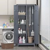 NICEGDLT Broom Closet, Broom Closet Storage Cabinets with Lock, 65" Metal Garage Organization Cabinet, Cleaning Supply Utility Storage Cabinet with Pegboard & Shelves for Laundry Room,Workshop NICEGDLT