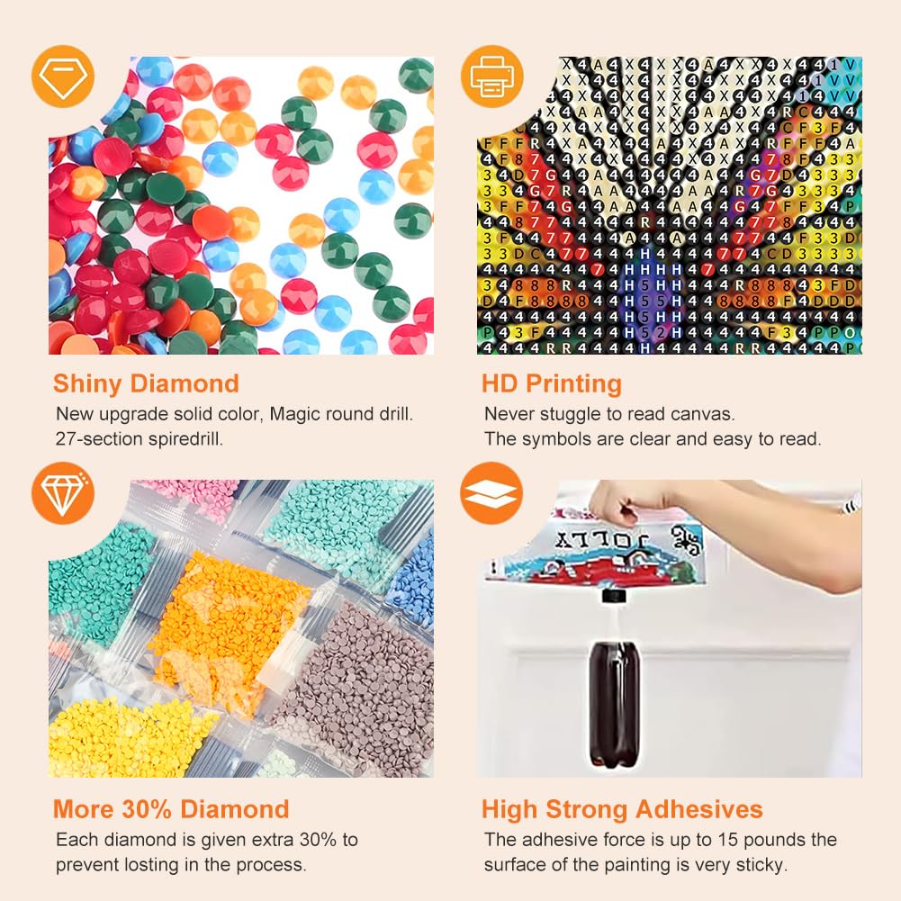 Anuver Butterfly Diamond Painting Kits for Adults, 5D DIY Diamond Art Kits for Beginners, Full Drill Diamond Painting Kits for Home Wall Decor, Stained Glass, 12x12 Inch Anuver