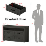 Boonatu Black Dresser for Bedroom with 4 Drawers, Black Dressers & Chests of Drawers Modern Wood Wide Storage Drawers Dressers Organizer with LED Lights for Closet, Hallway Boonatu