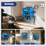 Heavy Duty Power Tool Organizer Wall Mount with Charging Station, 4 Layer Garage Storage Adjustable Shelves Height, Holds 4 Drills, 2 Hooks, Screw & Screwdriver box, Gifts for Fathers Day, Anniversary FURTIME