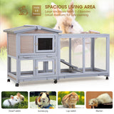 PayLessHere Rabbit Hutch Wooden Rabbit Cage Two Layers Chicken Coop Outdoor Indoor Bunny Cage Guinea Pig Cage Waterproof Roof Bunny Hutch with Casters and Tray PayLessHere