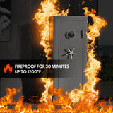 KAER Fireproof Gun Safe Biometric 20 Gun Safe for Rifles and Pistols 30 Minute Fire Protection Heavy-Duty Fingerprint Gun Cabinet for Shotguns with Digital Keypad, Large Quick Access (Grey) KAER