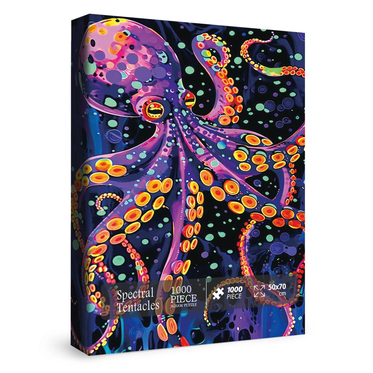 Magic Ocean Octopus Puzzle for Adults 1000 Pieces, Deep Sea Animal Jigsaw Puzzle, Colorful Art Puzzle Rainbow Glowing Challenging Puzzles BBOLDIN