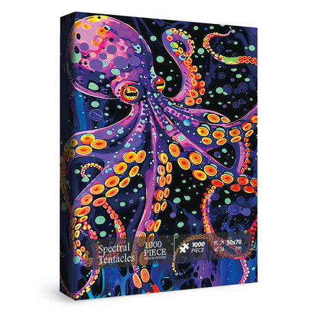 Magic Ocean Octopus Puzzle for Adults 1000 Pieces, Deep Sea Animal Jigsaw Puzzle, Colorful Art Puzzle Rainbow Glowing Challenging Puzzles BBOLDIN