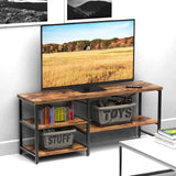 55 Inch TV Stand for TVs up to 70 Inch TV, Modern Entertainment Center with Open Storage Shelves, TV Media Console Table for Living Room, Rustic Brown CJMM