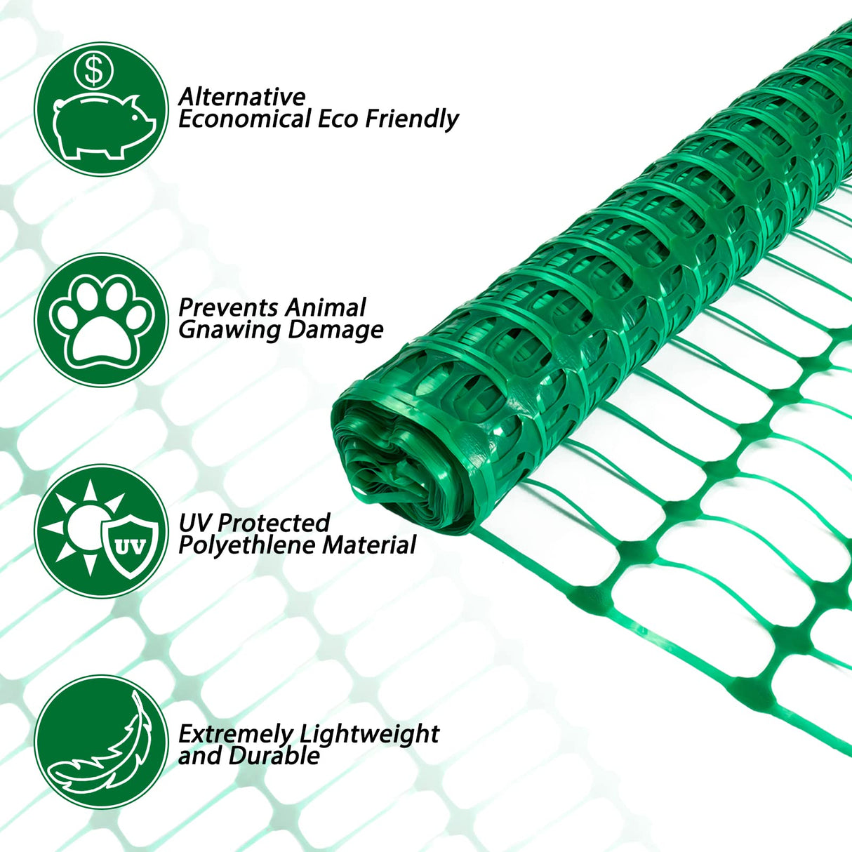Safety Fence Plastic Mesh Fencing Roll,1 Roll with 25 Steel Stakes, Temporary Reusable Netting for Pool Fence, Garden, Construction ACTREY