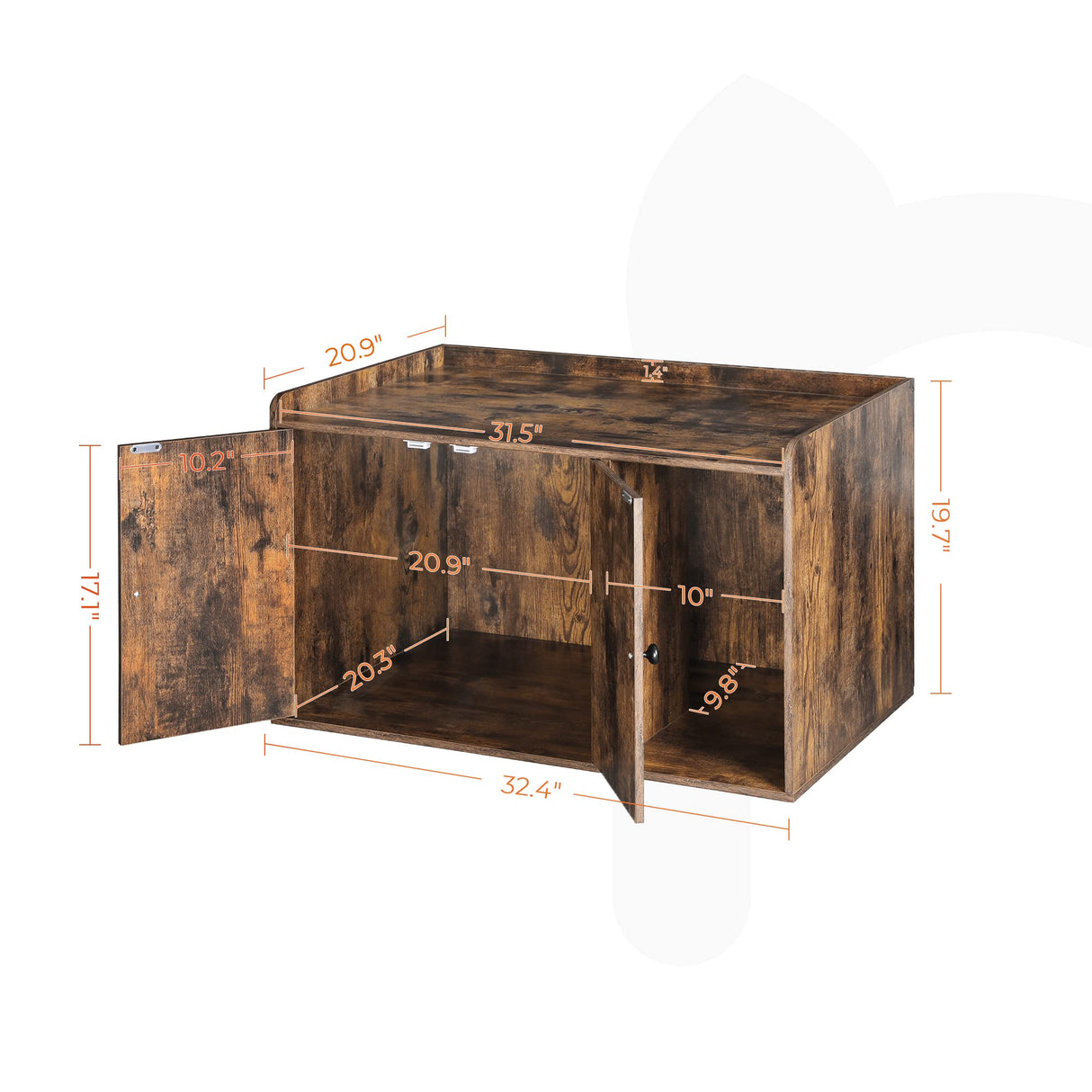 FEANDREA Litter Box Enclosure, Cat Litter Box Furniture Hidden, with Front Entry, Modern Cat House for Indoor Cat, Kitty, Side End Table, 32.4 x 20.9 x 19.7 Inches, Rustic Brown UPCL001X01 Feandrea