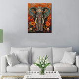 Mysterious Patterns on Elephant Paint by Number Day of the Dead Animal Flowers Painting DIY Painting on Canvas with Brushes Paints Paint by Numbers for Adults and Beginner 16x20 Inch（without Frame） Tucocoo