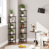 HOOBRO Industrial 6-Tier Corner Shelf – Stylish Black Wall Bookshelf for Small Spaces HOOBRO