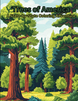 Trees of America: A State-by-State Coloring Adventure (Discover America: State Symbols Coloring Book Series) WoodArtSupply