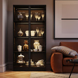 GLAUBIO Display Cabinet for Collectibles 4 Tier Metal Storage Cabinet Black Curio Cabinet with Glass Doors,Collectibles Toy Organizers Rack & Display Shelf,Kitchen Pantry for Home Office, Living Room GLAUBIO