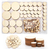 450 Pieces Unfinished Wood Circles for Crafts, 5 Size Wood Rounds Wooden Disc Circles Blank Natural Wood for DIY Painting Carving Art Craft Nitelemn