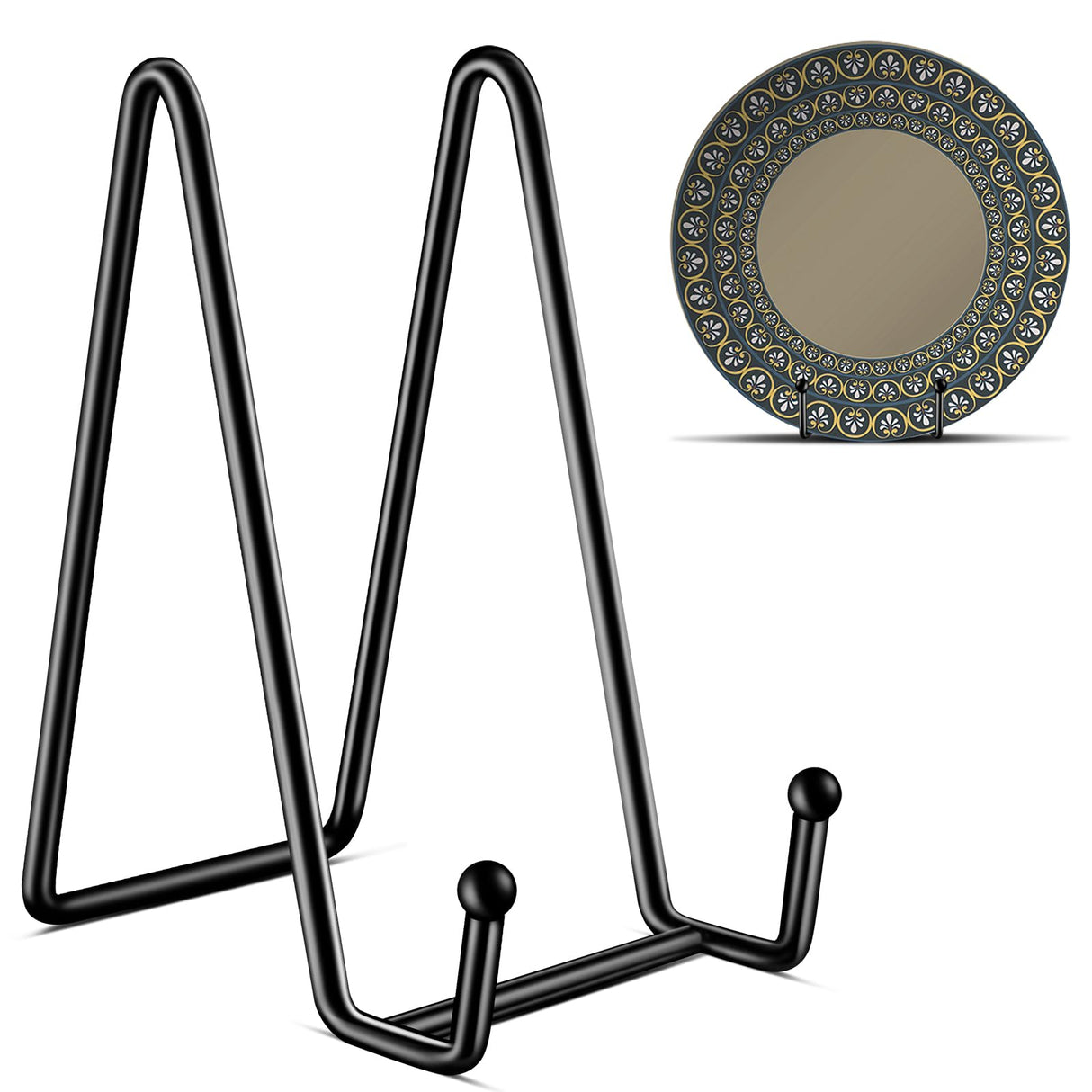 Kruodop 3 Pack 6 Inch Plate Stands for Display, Plate Holder Display Stand, Picture Frame Stand Black Metal Frame Holder Stands for Book,Small Easel,Decorative Plate,Photo and Platter,Tabletop Art Kruodop