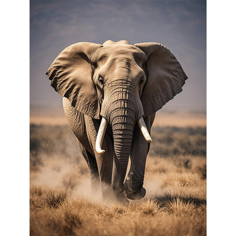 Elephant 5D Diamond Painting Kit for Adults - Wilderness Elephant Full-Drill DIY Round-Drill Art Diamond Painting Set, Suitable for Beginners and Home Wall Decoration 12×16 inch PUSHPIN PAINTING