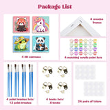 MXJSUA 4 Pack Cute Panda Bear Animal Paint by Numbers Kit with Framed Canvas for Ages 6-12 Kids, Paint by Numbers Kits for Children Beginners, Acrylic Oil Painting for Home Wall Decor Gift (8x8 inch) MXJSUA