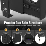HARDROCK Biometric Slider Gun Safe for Handgun,Hidden Fingerprint Gun Safe Box for Home Nightstand Desk Bedside,Wall Mounted Lock Quickly Access Sliding Door Pistol safes,PIN Code Key HARDROCK