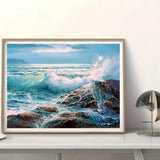 JFYHAB Sea Diamond Painting Kits for Adults-Diamond Art Kits for Adults,5D Diamond Painting Sea, DIY Full Drill Diamond Painting Beach Ocean Gem Art and Crafts 12x16 inch JFYHAB