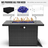 LayinSun Aluminum Furniture Set with Fire Pit Table, 5 Pieces Patio Sectional Conversation Chat Sofa Modern Seating Set LayinSun