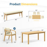 Wisteria Lane 6 Pieces Acacia Patio Dining Set for 6, Patio Dining Table and Chairs Set with Cushion, Modern Outdoor Dining Furniture Set for Lawn Backyard Garden Deck, Beige Wisteria Lane