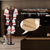 Coat Racks Free Standing with 14 Hooks, Natural Wood Coat Rack with Solid Round Base, Adjustable Height Coat Racks, Easy Assembly for Hallway, Bedroom and Office (Reddish brown) RUFXIEZW