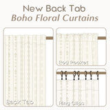 Neutral Farmhouse Curtains for Living Room 84 Inches Long,Taupe Cream Boho Light Filtering Sheer Patterned Modern Beautiful Linen Curtains with Floral Pattern Design Dining Room 84 Length 2 Panels Set Lino Rosa