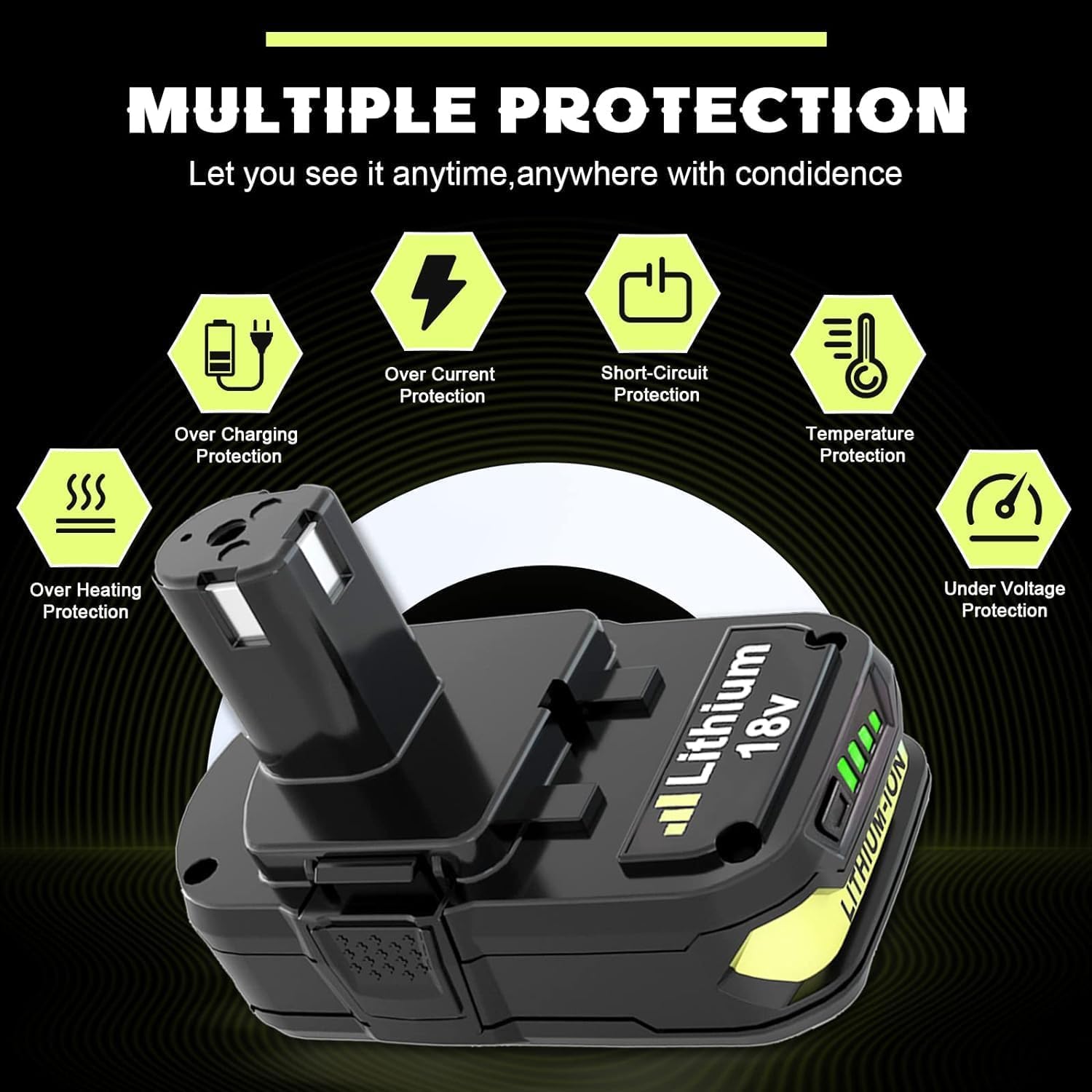 3000mAh 18V P102 P108 Li-ion Replacement Battery for Ryobi 18 Volt Battery Lithium-ion Plus Battery Max P102 P108 P103 P105 P107 P109 P104 Compatible with Ryobi 18Volt Power Cordless Tools (2 - WoodArtSupply