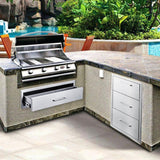 yuxiangBBQ Outdoor Kitchen Drawers Stainless Steel Double Drawer w/Paper Towel Holder Combo Works with Your Grilling or Prep Zones for Outdoor BBQ Island 17W-30H-21D inch yuxiangBBQ