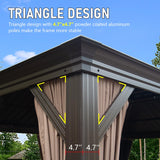 Domi Hardtop Gazebo 14x24FT, Outdoor Gazebo with Galvanized Steel Double Roof, Aluminum Frame, Built-in Gutter System, Curtain and Netting, Metal Gazebo Pavilion for Patio Deck Garden, Brown domi outdoor living