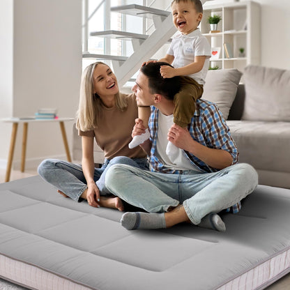 MAXYOYO Brand 6" Full Mattress, Grey, Medium, Floor Futon Mattress with Upgraded High-Density Base Support Foam, Includes Dustproof Cover & Straps