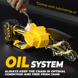 Cordless Mini chainsaw compatible with Dewalt Battery 20V MAX,Brushless Chainsaw With Automatic Chain Tensioning Device & Auto Oiler,Portable Power Chainsaw for Logging|Tree Trimming(Battery Included) FUHAUS