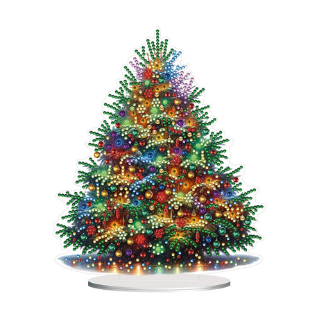 JJFox DIY Tabletop Diamond Art Painting Kit，Special Shaped Rhinestone Desk Placement Ornament，Home Stand Up Gem Painting Craft Kit，Gift,Double Sided. (Christmas Tree-1) JJFox