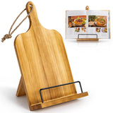 PUERSI Cook Book Stand for Kitchen Counter, Wooden Cookbook Holder, Adjustable Recipe Book Holder - Brown PUERSI