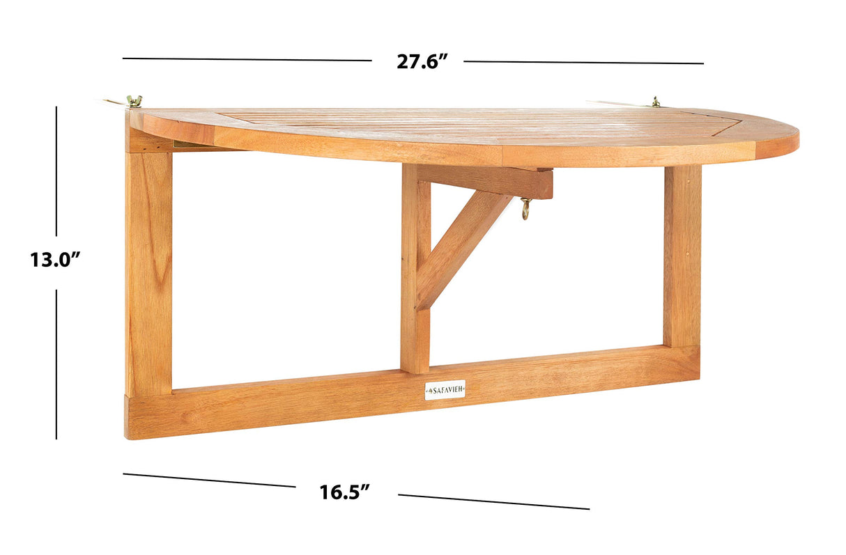 Safavieh PAT7045A Outdoor Collection Owens Natural teak wood Balcony Hanging Half Table SAFAVIEH