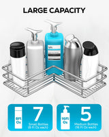 Nieifi Corner Shower Shelves Stainless Steel, Adhesive Shower Caddy Basket Rack with Hooks, Rust Proof for Bathroom Shelf Shampoo Holder (Silver, 2 Pack) Nieifi