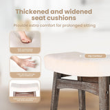 PHI VILLA Farmhouse Bar Stools Set of 2 - Wood Bartools with Upholstered Saddle Seat, 24 inch stools for Kitchen Counter Set of 2 PHI VILLA