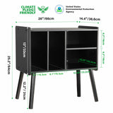 UODERS Record Player Table, Mid-Century Record Player Stand with Vinyl Storage Hold Up to 150+ Albums, Vinyl Record Cabinet with Adjustable Shelves, Wood Turntable Stand for Music Living Room (Black) UODERS