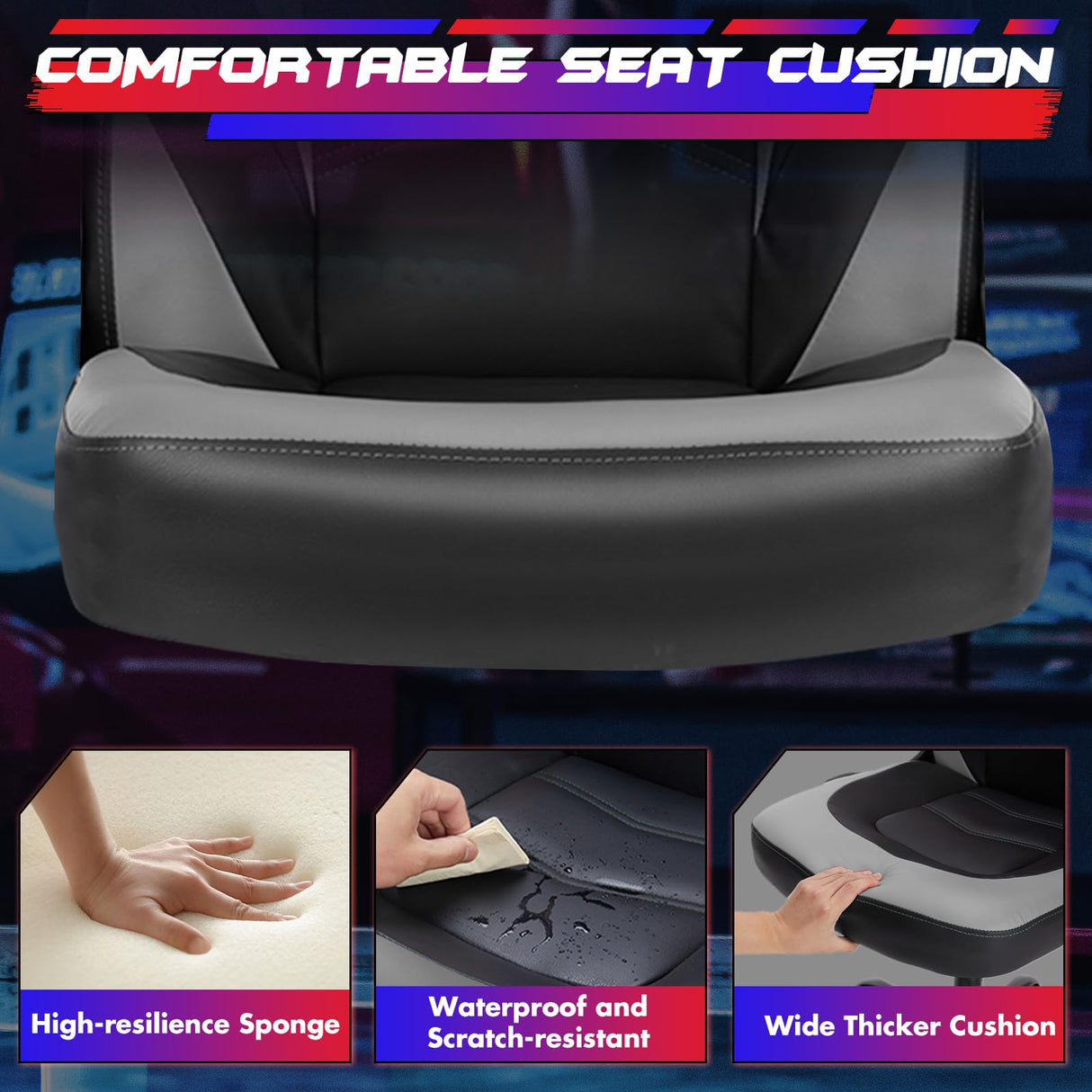 Sweetcrispy Computer Gaming Desk Chair - Ergonomic PU Leather with Comfy Lumbar Support, Height Adjustable Rolling Desk with Flip-up Armrests, for Home and Office Sweetcrispy