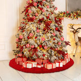YUJUN 48 Inches Christmas Knitted Tree Skirt Decorations Xmas Large Red Chunky Cable Farmhouse Thick Rustic Tree Skirt for Merry Christmas Tree Holiday Home Party Decoration YUJUN
