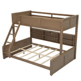XD Designs Wood Bunk Bed Full XL Over Queen Size with Built-in Storage Cabinets and USB Ports, Versatile Bunk Bed Frame with Ladder and Guardrail for Kids Teens Adult, Maximize Space (Wood-F-Q) XD Designs